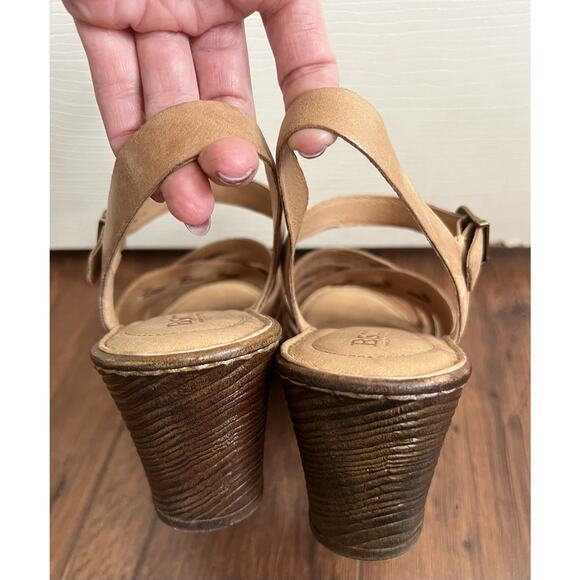 BORN Tan Neutral Leather Comfort Strappy Retro Platform Sandals Shoes Sz 10M - Picture 8 of 12